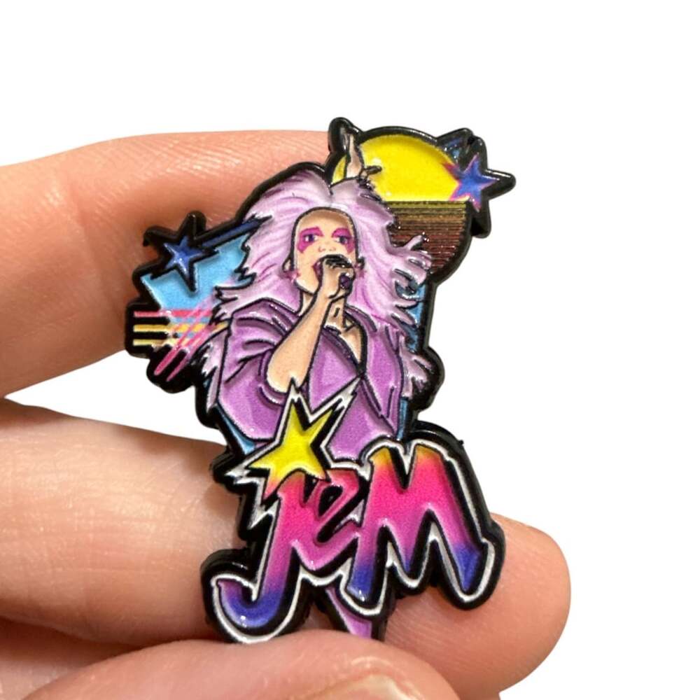 Jem and the Holograms Retro Inspired 80s Logo Enamel Pin 80’s cartoon pins